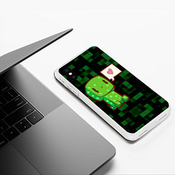 Чехол iPhone XS Max матовый Minecraft Creeper, цвет: 3D-белый — фото 2