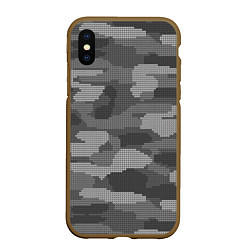 Чехол iPhone XS Max матовый ВЯЗАНЫЙ КАМУФЛЯЖ, цвет: 3D-коричневый