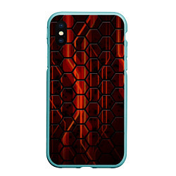 Чехол iPhone XS Max матовый Огненные соты, цвет: 3D-мятный