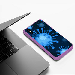 Чехол iPhone XS Max матовый Сorona virus infection, цвет: 3D-фиолетовый — фото 2