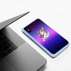 Чехол iPhone XS Max матовый Единорог, цвет: 3D-голубой — фото 2