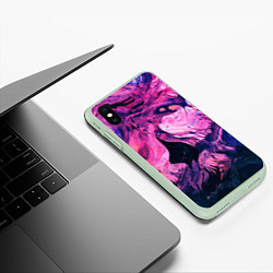 Чехол iPhone XS Max матовый Розовый разводы жидкость цвета, цвет: 3D-салатовый — фото 2