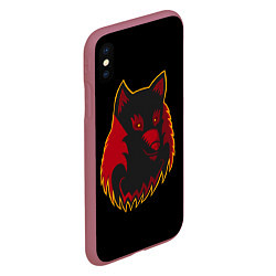 Чехол iPhone XS Max матовый Wolf Logo, цвет: 3D-малиновый — фото 2