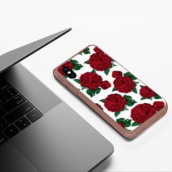 Чехол iPhone XS Max матовый Винтажные розы, цвет: 3D-коричневый — фото 2