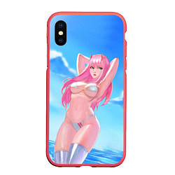 Чехол iPhone XS Max матовый DARLING IN THE FRANXX, цвет: 3D-красный