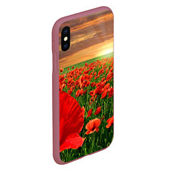 Чехол iPhone XS Max матовый Красный мак на закате, цвет: 3D-малиновый — фото 2