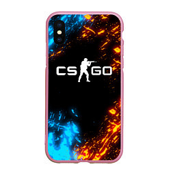 Чехол iPhone XS Max матовый CS GO, цвет: 3D-розовый