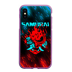 Чехол iPhone XS Max матовый CYBERPUNK 2077 SAMURAI, цвет: 3D-фиолетовый