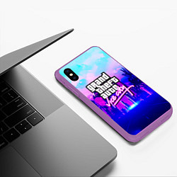 Чехол iPhone XS Max матовый GTA REMASTER, цвет: 3D-фиолетовый — фото 2