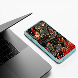 Чехол iPhone XS Max матовый Dsquared tatoo DRAGON, цвет: 3D-мятный — фото 2