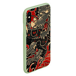 Чехол iPhone XS Max матовый Dsquared tatoo DRAGON, цвет: 3D-салатовый — фото 2