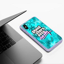 Чехол iPhone XS Max матовый GTA VICE CITY, цвет: 3D-светло-сиреневый — фото 2