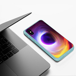 Чехол iPhone XS Max матовый ЧЁРНАЯ ДЫРА, цвет: 3D-мятный — фото 2