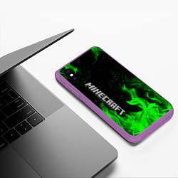 Чехол iPhone XS Max матовый MINECRAFT, цвет: 3D-фиолетовый — фото 2