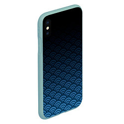 Чехол iPhone XS Max матовый Узор круги темный синий, цвет: 3D-мятный — фото 2