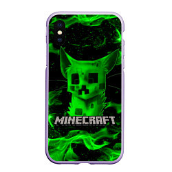 Чехол iPhone XS Max матовый MINECRAFT CREEPER CAT