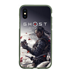 Чехол iPhone XS Max матовый Ghost of Tsushima, цвет: 3D-темно-зеленый