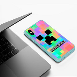 Чехол iPhone XS Max матовый Minecraft, цвет: 3D-мятный — фото 2