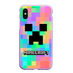 Чехол iPhone XS Max матовый Minecraft, цвет: 3D-сиреневый