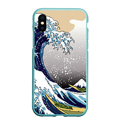 Чехол iPhone XS Max матовый The great wave off kanagawa, цвет: 3D-мятный