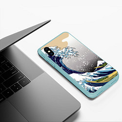 Чехол iPhone XS Max матовый The great wave off kanagawa, цвет: 3D-мятный — фото 2