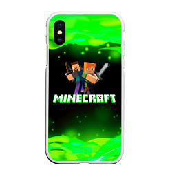 Чехол iPhone XS Max матовый Minecraft 1, цвет: 3D-белый