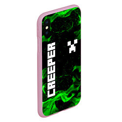 Чехол iPhone XS Max матовый MINECRAFT CREEPER, цвет: 3D-розовый — фото 2