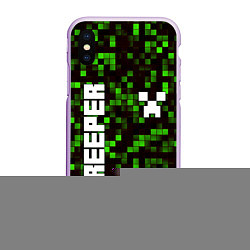 Чехол iPhone XS Max матовый MINECRAFT CREEPER, цвет: 3D-сиреневый