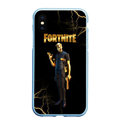 Чехол iPhone XS Max матовый Gold Midas Fortnite 2, цвет: 3D-голубой