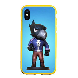 Чехол iPhone XS Max матовый Brawl Stars Crow, цвет: 3D-желтый