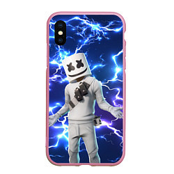 Чехол iPhone XS Max матовый FORTNITE x MARSHMELLO, цвет: 3D-розовый