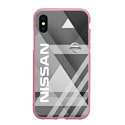 Чехол iPhone XS Max матовый NISSAN, цвет: 3D-розовый