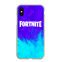 Чехол iPhone XS Max матовый FORTNITE ФОРТНАЙТ, цвет: 3D-салатовый