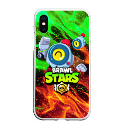 Чехол iPhone XS Max матовый BRAWL STARS NANI, цвет: 3D-белый