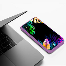 Чехол iPhone XS Max матовый Тропическая Ночь, цвет: 3D-фиолетовый — фото 2