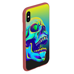 Чехол iPhone XS Max матовый Neon skull, цвет: 3D-красный — фото 2