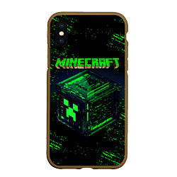 Чехол iPhone XS Max матовый MINECRAFT, цвет: 3D-коричневый