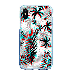 Чехол iPhone XS Max матовый ПАЛЬМЫ TROPICAL GLITCH, цвет: 3D-голубой