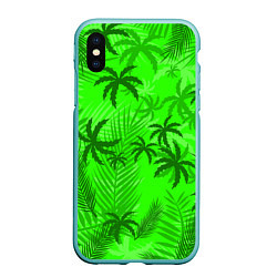 Чехол iPhone XS Max матовый ПАЛЬМЫ ЛЕТО TROPICAL, цвет: 3D-мятный