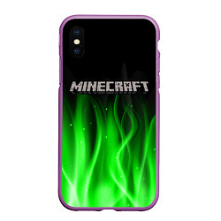 Чехол iPhone XS Max матовый MINECRAFT, цвет: 3D-фиолетовый