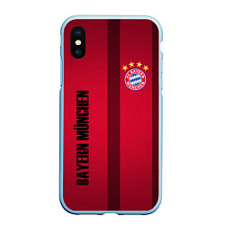 Чехол iPhone XS Max матовый BAYERN MUNCHEN, цвет: 3D-голубой