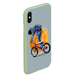 Чехол iPhone XS Max матовый Космический велосипедист Z, цвет: 3D-салатовый — фото 2