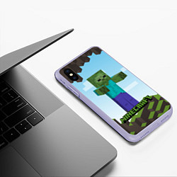 Чехол iPhone XS Max матовый Minecraft, цвет: 3D-светло-сиреневый — фото 2