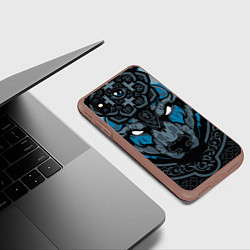 Чехол iPhone XS Max матовый Дикий медведь с узорами славянский, цвет: 3D-коричневый — фото 2