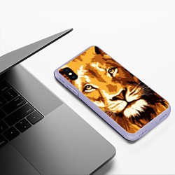 Чехол iPhone XS Max матовый Взгляд льва, цвет: 3D-светло-сиреневый — фото 2