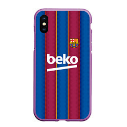 Чехол iPhone XS Max матовый FC Barcelona 2021, цвет: 3D-фиолетовый