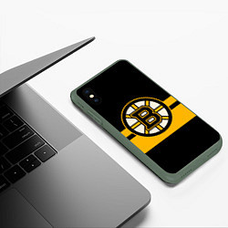 Чехол iPhone XS Max матовый BOSTON BRUINS NHL, цвет: 3D-темно-зеленый — фото 2