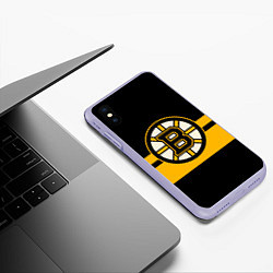 Чехол iPhone XS Max матовый BOSTON BRUINS NHL, цвет: 3D-светло-сиреневый — фото 2