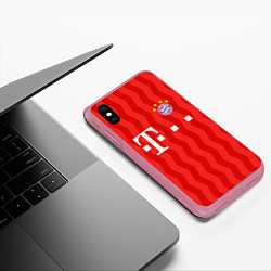 Чехол iPhone XS Max матовый FC Bayern Munchen униформа, цвет: 3D-малиновый — фото 2