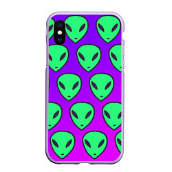 Чехол iPhone XS Max матовый ALIENS, цвет: 3D-светло-сиреневый